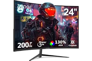 Z-Edge Krökt 24-tums Spelskärm, 200 Hz/165 Hz/144 Hz, FHD (1920x1080), 1ms MPRT, FreeSync, Spel skärm med DP-kabel, 1650R VA