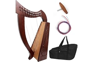 NORTH EDGE Irish 12 Strings Musical Instrument Celtic Harp Tuning Key Natural Solid Rosewood Knotwork Extra String Set Free Key Wrench And Free Carry Bag (Brown 12 String Harp)