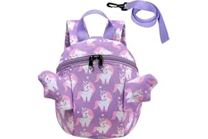 VASCHY Mochila Bebe Guarderia, Mochila para la Guarderia para Niñas de 2-3 Años Mochila Unicornio con Correa de Pecho Bolsa Preescolar Anti Perdió con Correa de Arnés de Seguridad, 8.9L