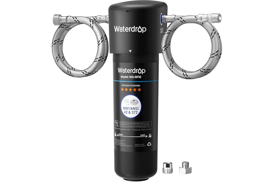 Waterdrop 10UA Under Sink Water Filter, 11000 gallons High Capacity Water Filter System, NSF/ANSI 42 Certified,Reduce PFAS, PFOA/PFOS, Reduce Lead, Chlorine, Bad Taste, Odor