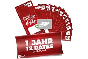 getbrave 1 Jahr, 12 Dates - Das Geschenk für gemeinsame Zeit - Dates zum selber ausfüllen mit Rubbelaufkleber - Überraschung zum Geburtstag & Jahrestag für Mann, Frau, Partner, Freundin & Freund