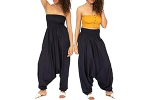 likemary Combinaison Convertible en Pantalon Fluide en Coton pour Femmes - Ensemble 2 en 1 - Taille unique Sarouel Combo Harem avec Poches Idéal pour les Vacances