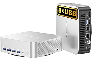 ‎GEEKOM GEEKOM AI Mini PC A8 Max mit AMD Ryzen 9 8945HS, 2.5Gbps Dualer LAN Port, 3 Jahre Garantie, 32 GB DDR5 RAM 2 TB SSD, Micro PC W-11 Pro | 8 USB Ports | 8K UHD | Quad-Display, für Gaming/Kreativität