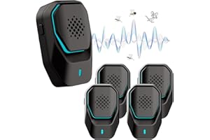 AILEDA Repelente Ultrasónico de Plagas, 4 Pack Electrónico Repelente Mosquitos Insectos Control de Plagas, para Interiores Anti Cucarachas,Moscas,Mosquitos,Ratones,Arañas