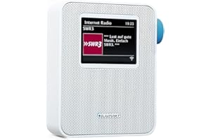 BLAUPUNKT PIB 100 Steckdosen Internetradio, WLAN Empfang, großes Farb-Display, Steckdose Digital Radio mit Bluetooth, Wecker, kleines Steckdosenradio, dimmbar, Senderspeicher, Sleeptimer, Weiß