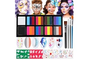 ‎JANOLIA Janolia Gesichtsfarbe Kinderschminken Set, Rainbow Split Cake Palette, Bodypainting für Theaterschminke, Faschingsschminke Face Paint, Ideal Wasserbasis Kinderschminke Set für Halloween Karneval