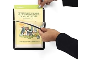 Djois made by Tarifold 194977-Pack 2 Magneto, Marco Informativo A5 Adhesivo reposicionable y cierre magnético- Señalización Pared y Cristal (Normas, Carteles, Menu, Horarios) Negro