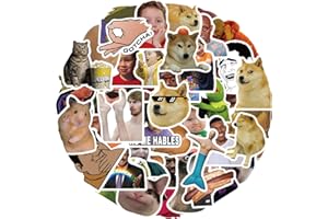 ‎HIBARBY Lustige Meme Aufkleber 50 Stück, Coole Memes Sticker Set für Laptop Wasserflasche Reisekoffer Gepäck Skateboard Helm Handyhülle Tagebuch, Vinyl Graffiti Stickers für Erwachsene