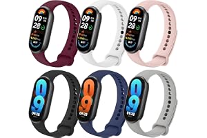 6 Pack Sport Straps for Xiaomi Mi Band 10/9/8, Silicone Replacement Bands for Xiaomi Mi Band 10 &Xiaomi Mi Band 9& Xiaomi Mi Band 8 Fitness Tracker