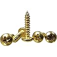 100pc. #4 x 1/2" Brass-Plated Phillips Round-Head Wood Screws
