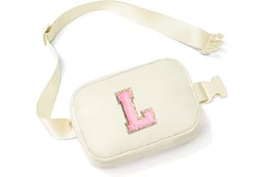Parima Bauchtasche Damen Mädchen Weihnachten - Buchstaben Bauchtasche Kinder Gürteltasche Damen Personalisierte Geschenke für Mädchen Geburtstagsgeschenk für Frauen Beige Hüfttasche mit Buchstaben L