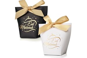 COLOFALLA 24pcs Eid Favour Boxes Eid Mubarak Gift Boxes for Sweet Treat Candy Chocolate Cookie with Ribbon