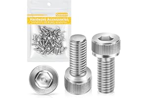 Śruby cylindryczne z gniazdem sześciokątnym M4 x 12 mm, 50 sztuk, Caianwin DIN 912 stal nierdzewna (A2 V2A) śruby do maszyn przemysłowych, pojazdów silnikowych, budownictwa