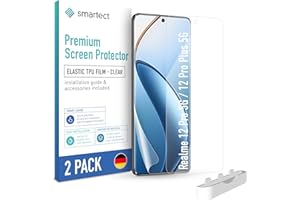 smartect Folia Ochronna TPU [2 Sztuki, Clear] dla Realme 12 Pro 5G / 12 Pro Plus 5G, Zakrywa cały wyświetlacz, Ochraniacz Ekranu bez Pęcherzyków, Bez Odcisków palców