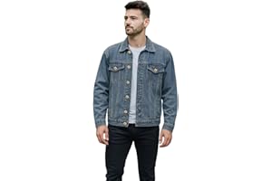 True Face Mens Denim Jacket Long Sleeve Casual Wear Loose Fit Outerwear Lightweight Outdoor Top
