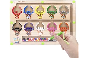 Gvolatee Giochi Montessori Magnetici, Gioco del Labirinto per Palline Magnetiche Colorate, Labirinto Magnetico Bambini, Educativi Giocattoli Regalo per Ragazzi Ragazze 2 3 4 5 Anni (Gelato)