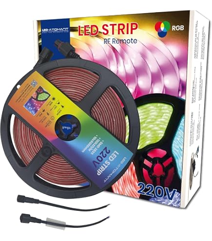 KISUFU Striscia LED RGB Neon 1m, SMD 5050 60LED/m, 220V Con Telecomando 24 Tasti, IP65 Flessibile Per Camera, Bar, Decorazione Esterna