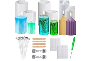 HIQE-FL Molde Velas Silicona,6 piezas Molde Velas 3D,Moldes para Velas Hechos a Mano,Molde para Velas,para Hacer Velas, JabóN Hecho A Mano, Velas Perfumadas, JoyeríA Artesanal,Decoraciones de Bricolaje