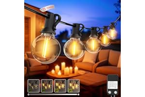 kolpop [Regulable & Temporización Guirnaldas Luces Exterior, 15M/50FT Luce Exterior, 18+1 LED Bombillas Impermeable Cadena de Luces Terraza Exteriors, Interior Deco para Jardín, Patio, Fiesta