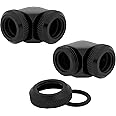 Corsair Hydro X Series, XF Hardline 90 Degree 12 mm OD Fittings Twin Pack (Solid Brass Durability, Quality Finish, Double O-Ring Hardline Compression Design, Easy 12 mm Diameter Tubing Fitting), Black