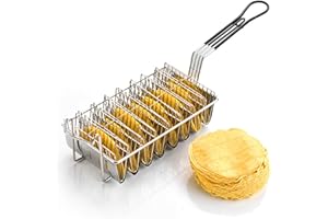 Camidy Taco Frying Basket, Taco Shell Fryer With 8 Slots Stainless Steel Taco Basket with Detachable Handle Kitchen Cooking Tool
