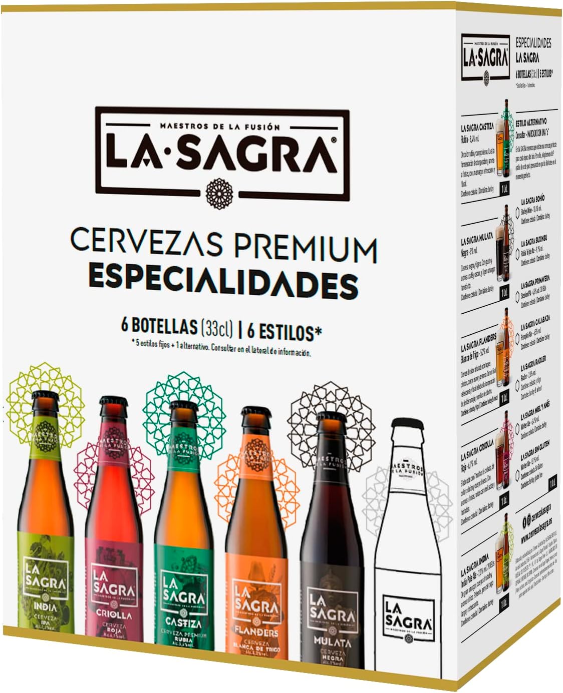 La Sagra - Pack Degustación 6 Estilos, Caja de 6 botellas de 330 ml - Total: 1980 ml