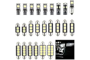 QOCO 23 Pack Car LED Interior Light Bulb Kit,Interior Car Lights Led Bulbs Universal Error Free Led for Car Interior Map Dome Door Courtesy License Plate Lights BA9S Canbus T10 C5W Xenon-White