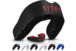 Titan Armour® Gum Shield w/Dual-Layer Technology | Adults & Junior Custom-Fit Mouth Guard | Case Inc | Boil & Bite Mouthguard: Boxing, Rugby, MMA, Hockey & All Contact Sports | UK Brand Age 11+ Red