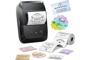 ‎MEMOKING Memoking Bluetooth Label Printer, Etikettendrucker Selbstklebend mit 2000 Symbolen und 300 Vorlagen,Thermo Sticker Labeldrucker für Einzelhandel, kleine Unternehmen, Schule, Heim mit Handys & PC
