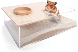 Niteangel Small Animal Sand-Bath Box - Acrylic Critter's Sand Bath Shower Room & Digging Sand Container for Hamsters Mice Lemming Gerbils or Other Small Pets
