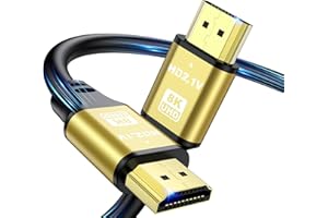 jojobnj 8K HDMI Cable 0.5m, High Speed HDMI Cable 48Gbps 8K@60Hz 4K@120Hz, HDCP 2.2 & 2.3, DTS:X, HDR 10 Compatible with Roku TV/eARC/3D/PS5/HDTV/Laptop/Blu-ray (Gold)