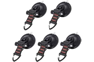 FRUNIMALL Suction Cups with Straps D Ring, Heavy Duty Suction Cups Anchor, Multipurpose Camping Sucker Cups Hooks for Home Outdoor Car Van Truck Awning Boat Tarp (5)