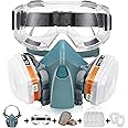 Reusable Chemicals Respirator, Paint Respirator with Filter Box, 8Pcs Filter Cottons and Goggle, Widely Used in Paint, Dust, Chemical, Epoxy Paint, Woodworking, Organic Vapor Gas, Machine Polishing