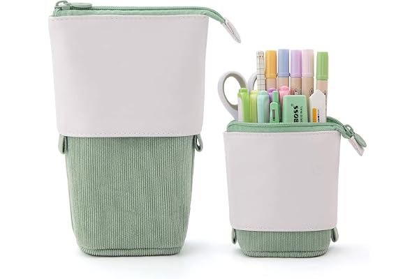 Trousse à Crayons Télescopique ,2-in-1 Trousse Retractable Crayon,Trousse Scolaire, Pop-up Papeterie Debout Étui Sac à Crayons avec Fermeture à GlissièRe pour Papeterie CosméTique Le Bureau L'école