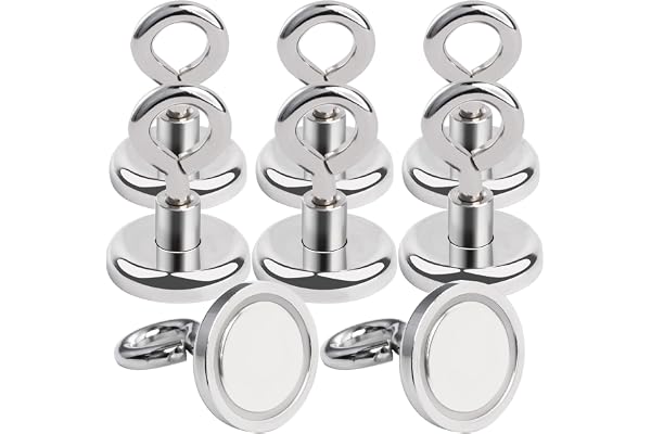 MIN CI 8pcs Aimants Puissants, Crochet Magnétique Diamètre 32mm 36KG Force Aimants Puissants pour Camping, Garage, Cuisine, Bureau