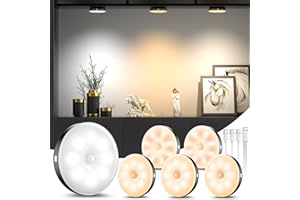 daphomeu 6 Pezzi Nero Luce Notturna LED con Sensore di Movimento, Lampada con Sensore di Movimento Interno Ricaricabile USB, 3 Temperature di Colore Per Corridoio, Scale, Armadio, Cucina