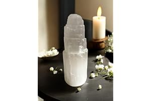 PRO HOME Selenite Crystal Tower Handmade Large Natural White Healing Crystals Mountain Pillar for Meditation Spiritual Energy Alter Cleansing Table Decoration Pillar or Gifts (5-6cm)