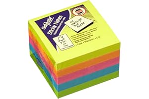 Snopake 50 x 50 mm Neon Assorted Sticky Notes [Pack of 1, 400 Sheets per Pad] 13223