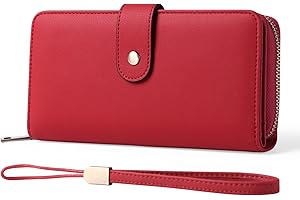 GAEKEAO Cartera de Mujer de Cuero, Monederos para Mujer de Gran Capacidad con Bloqueo RFID, Billetera Mujer con 14 Ranuras para Tarjetas y Bolsillo de Cremallera para Monedas