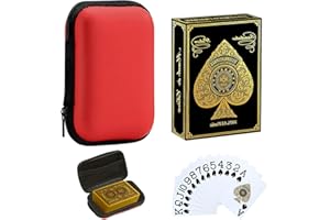 VLYX Waterproof Plastic Playing Cards - Jumbo Index Large Print Poker Deck for Adults, Premium Professional Card Set with Storage Box, Gift Ready (Gold)