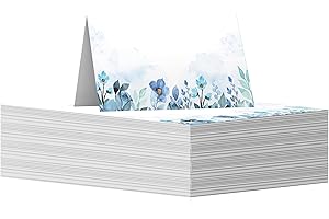 GIFTZIE 120 Pack Name Place Cards for Table - Blue Watercolour Flowers -Wedding Table Name Cards for Weddings, Engagement Party, Christmas Birthday Parties, 80mm x 80mm Wedding Table Plan Placecards Card