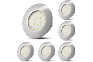 HiBay 6x Faretti LED da Incasso per Cartongesso Ultra Flat 5W Bianco Caldo 3000K 500LM Foro 60mm-68mm Faretti Led Soffitto Round Nickel Non Dimmable