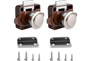 OBQCARE Pulsante Push Lock Chiusura a Pulsante Serratura con Serratura a Pulsante Senza Chiave Apparire Chiusura Della Porta a Pulsante Per Porta per Mobili Armadietto Serratura per Porta Camper 2 Pezzi
