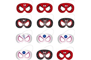 BJPERFMS Maschera Spider Bambino, 12 Pezzi Maschere di Spider, Spider Maschere Feltro per Bambini, Spider Mask con Corda Elastica, Maschere Supereroi Bambini, Cosplay Maschere per Feste Mascherata