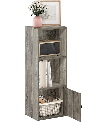 Meuble TV Furinno Econ - 105,9x40,1x29,7cm, Chêne Français Gris Noir, Avec Bacs De Rangement