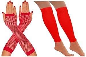 WICKED NIGHT LTD CRAZY CHICK® NEON LEG WARMERS AND FISHNET GLOVES SET RAVE PARTIES 1980s FANCY DRESS ACCESSORY FUN RUN PARTY EVENT
