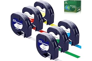 6x Yuanqimm Kompatybilne z Dymo Letratag Etykiety 12mm x 4m 16951 91221-91225 Plastikowe Kolorowe dla LT-100H LT110T LT100T QX50 XM 2000