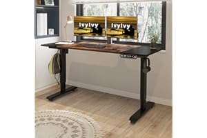 IvyIvy Scrivania regolabile in altezza - Scrivania Sit & Stand regolabile in altezza elettrica con 4 controlli di memoria (Nero + Marrone, 60 x 140 cm)