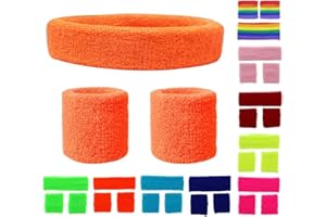 ONLYBEE NEON Headband and Wristbands Sweatbands Set Fancy Dress Stag Hen Do 80's 90's Charity Fun Run