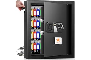 Mejasg Feuerfester Schlüsselkasten mit Zahlencode für 71 Schlüssel, Schlüsseltresor Schlüsselsafe Aussen mit Seitlichem Schlüsseleinwurf&Verstellbarer Schlüsselleiste, Schlüsselschrank für Büros Lager